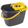 Recycled Great British Black Mop Bucket with Yellow Wringer 14ltr