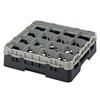 16 Compartment Glass Rack with 1 Extender H92mm - Black