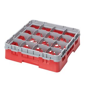 16 Compartment Glass Rack with 1 Extender H114mm - Red