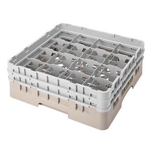 16 Compartment Glass Rack with 2 Extenders H133mm - Beige