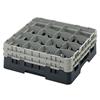 16 Compartment Glass Rack with 2 Extenders H155mm - Black