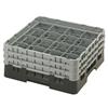 16 Compartment Glass Rack with 3 Extenders H174mm - Black