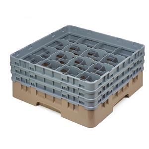 16 Compartment Glass Rack with 3 Extenders H174mm - Beige