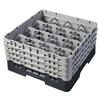 16 Compartment Glass Rack with 4 Extenders H215mm - Black