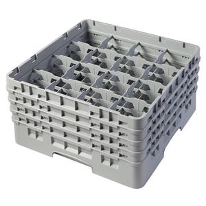 16 Compartment Glass Rack with 4 Extenders H215mm - Grey