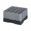 16 Compartment Glass Rack with 4 Extenders H238mm - Black