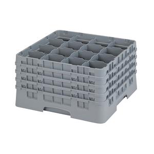 16 Compartment Glass Rack with 4 Extenders H238mm - Grey