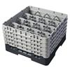 16 Compartment Glass Rack with 5 Extenders H257mm - Black