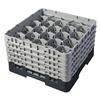 20 Compartment Glass Rack with 5 Extenders H279mm - Black