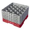 20 Compartment Glass Rack with 5 Extenders H279mm - Red
