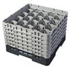 20 Compartment Glass Rack with 6 Extenders H298mm - Black