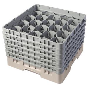 20 Compartment Glass Rack with 6 Extenders H298mm - Beige