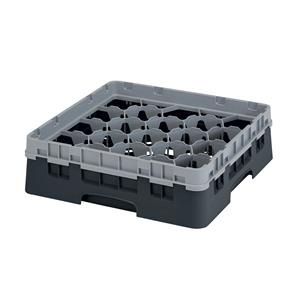 20 Compartment Glass Rack with 1 Extender H92mm - Black