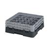 20 Compartment Glass Rack with 2 Extenders H133mm - Black