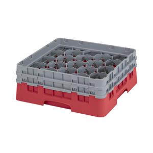 20 Compartment Glass Rack with 2 Extenders H133mm - Red