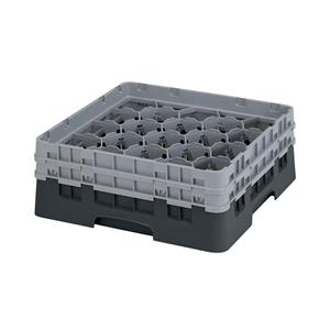 20 Compartment Glass Rack with 2 Extenders H155mm - Black