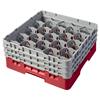 20 Compartment Glass Rack with 3 Extenders H174mm - Red