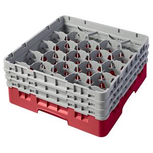 20 Compartment Glass Rack with 3 Extenders H196mm - Red
