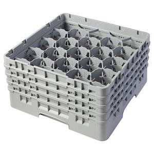20 Compartment Glass Rack with 4 Extenders H215mm - Grey