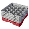 20 Compartment Glass Rack with 4 Extenders H215mm - Red