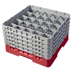 25 Compartment Glass Rack with 5 Extenders H279mm - Red