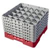 25 Compartment Glass Rack with 6 Extenders H298mm - Red