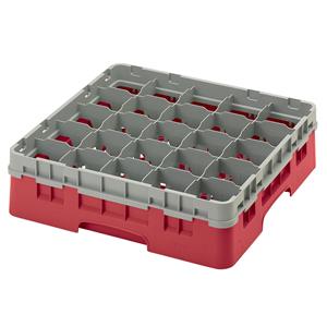 25 Compartment Glass Rack with 1 Extender H114mm - Red