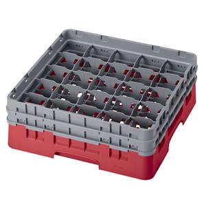 25 Compartment Glass Rack with 2 Extenders H133mm - Red