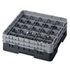 25 Compartment Glass Rack with 2 Extenders H155mm - Black