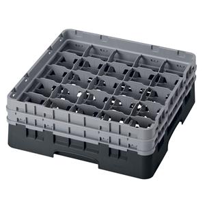 25 Compartment Glass Rack with 2 Extenders H155mm - Black