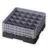 25 Compartment Glass Rack with 3 Extenders H174mm - Black