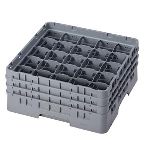 25 Compartment Glass Rack with 3 Extenders H174mm - Grey