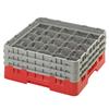 25 Compartment Glass Rack with 3 Extenders H174mm - Red
