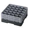 25 Compartment Glass Rack with 3 Extenders H196mm - Black
