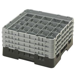 25 Compartment Glass Rack with 4 Extenders H215mm - Black