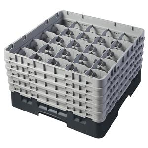 25 Compartment Glass Rack with 5 Extenders H257mm - Black