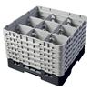 9 Compartment Glass Rack with 6 Extenders H298mm - Black
