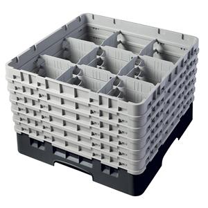 9 Compartment Glass Rack with 6 Extenders H298mm - Black
