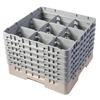 9 Compartment Glass Rack with 6 Extenders H298mm - Beige