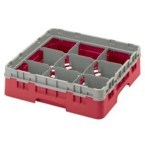 9 Compartment Glass Rack with 1 Extender H92mm - Red