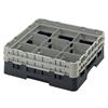 9 Compartment Glass Rack with 2 Extenders H133mm - Black