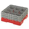 9 Compartment Glass Rack with 3 Extenders H174mm - Red