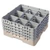 9 Compartment Glass Rack with 4 Extenders H215mm - Beige