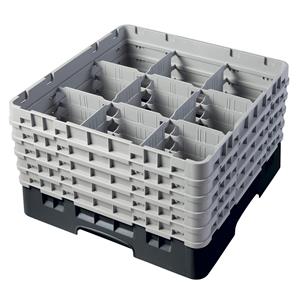 9 Compartment Glass Rack with 5 Extenders H257mm - Black