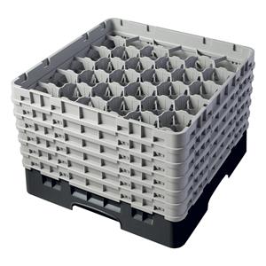 30 Compartment Glass Rack with 6 Extenders H298mm - Black