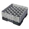 30 Compartment Glass Rack with 3 Extenders H174mm - Black