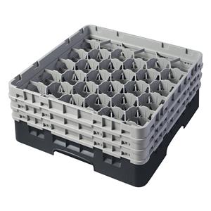30 Compartment Glass Rack with 3 Extenders H174mm - Black