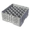 30 Compartment Glass Rack with 3 Extenders H174mm - Grey