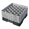 30 Compartment Glass Rack with 4 Extenders H215mm - Black