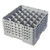 30 Compartment Glass Rack with 4 Extenders H215mm - Grey